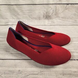 Rothy's The Point Women's Size 6.5 Red Knit Pointed Toe Flats Sustainable Shoes